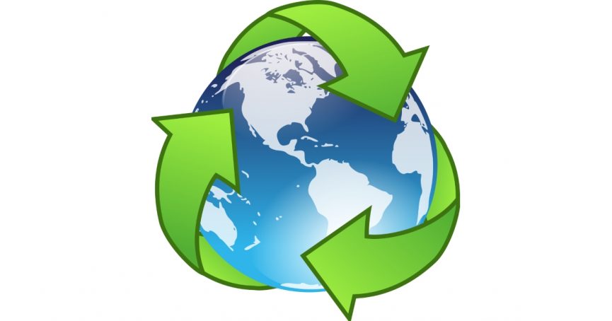 Earth with recycle symbol